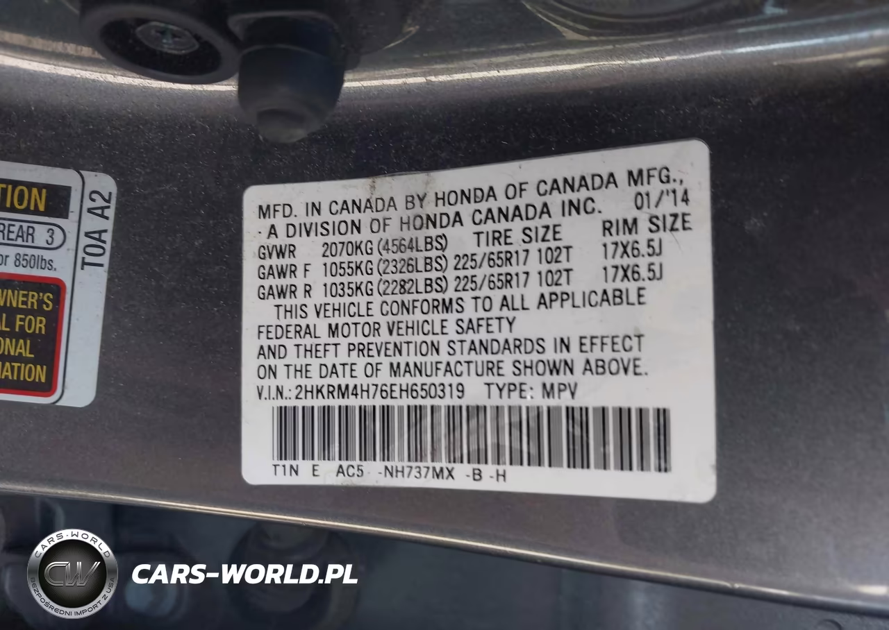 2014 Honda Cr-V Ex-L VIN:2HKRM4H76EH650319 - 9