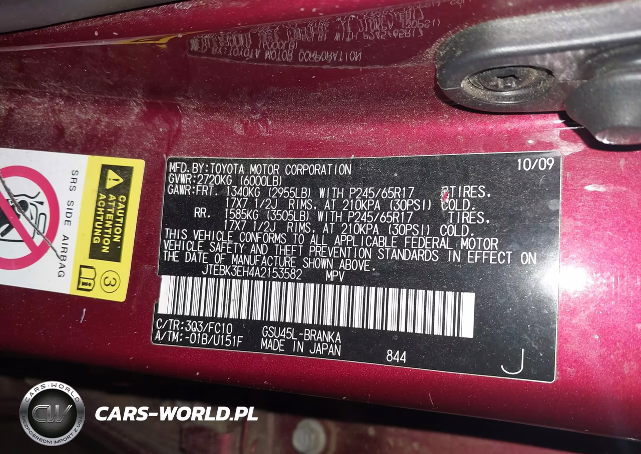 2010 Toyota Highlander Base V6 VIN:JTEBK3EH4A2153582 - 9