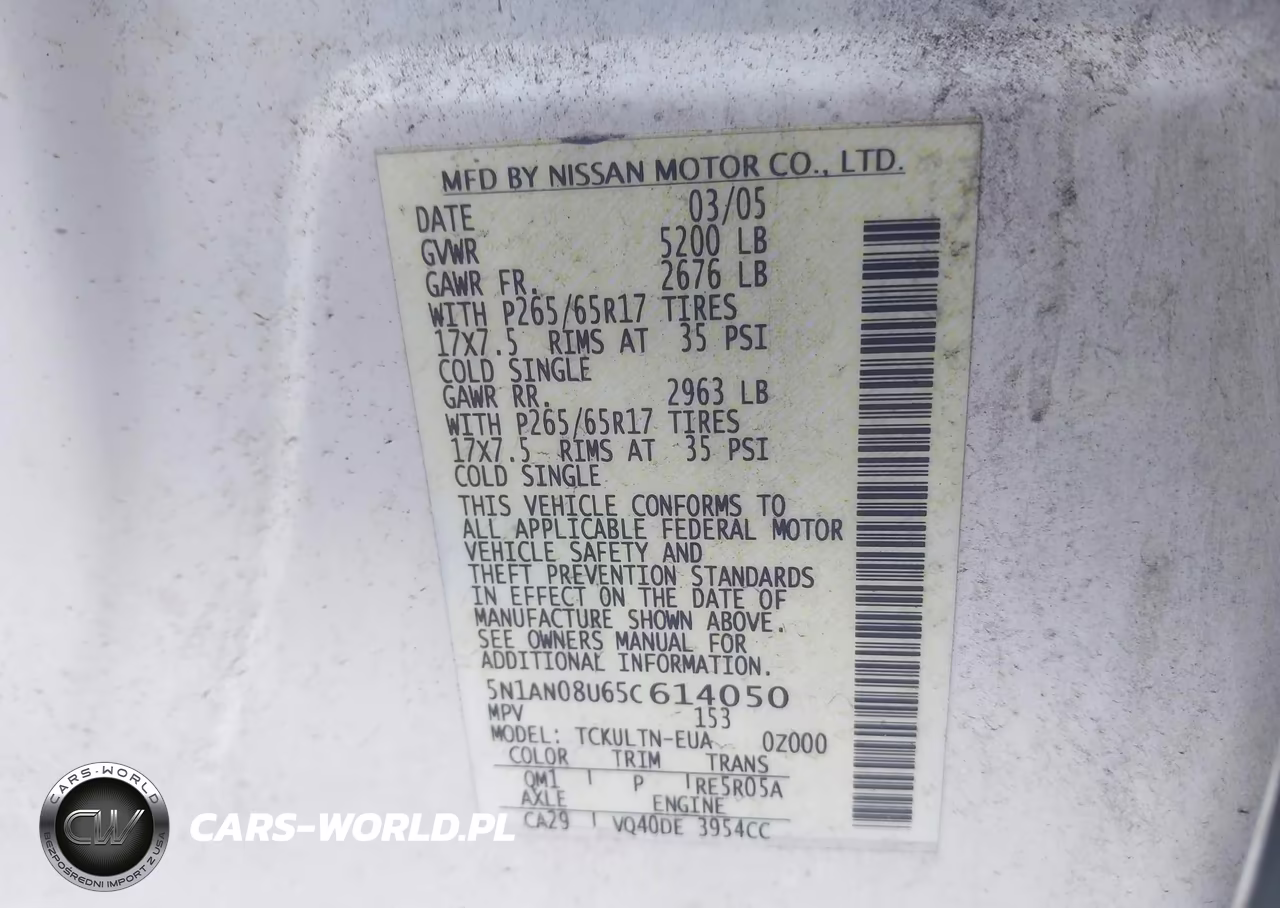 2005 Nissan Xterra Se VIN:5N1AN08U65C614050 - 9