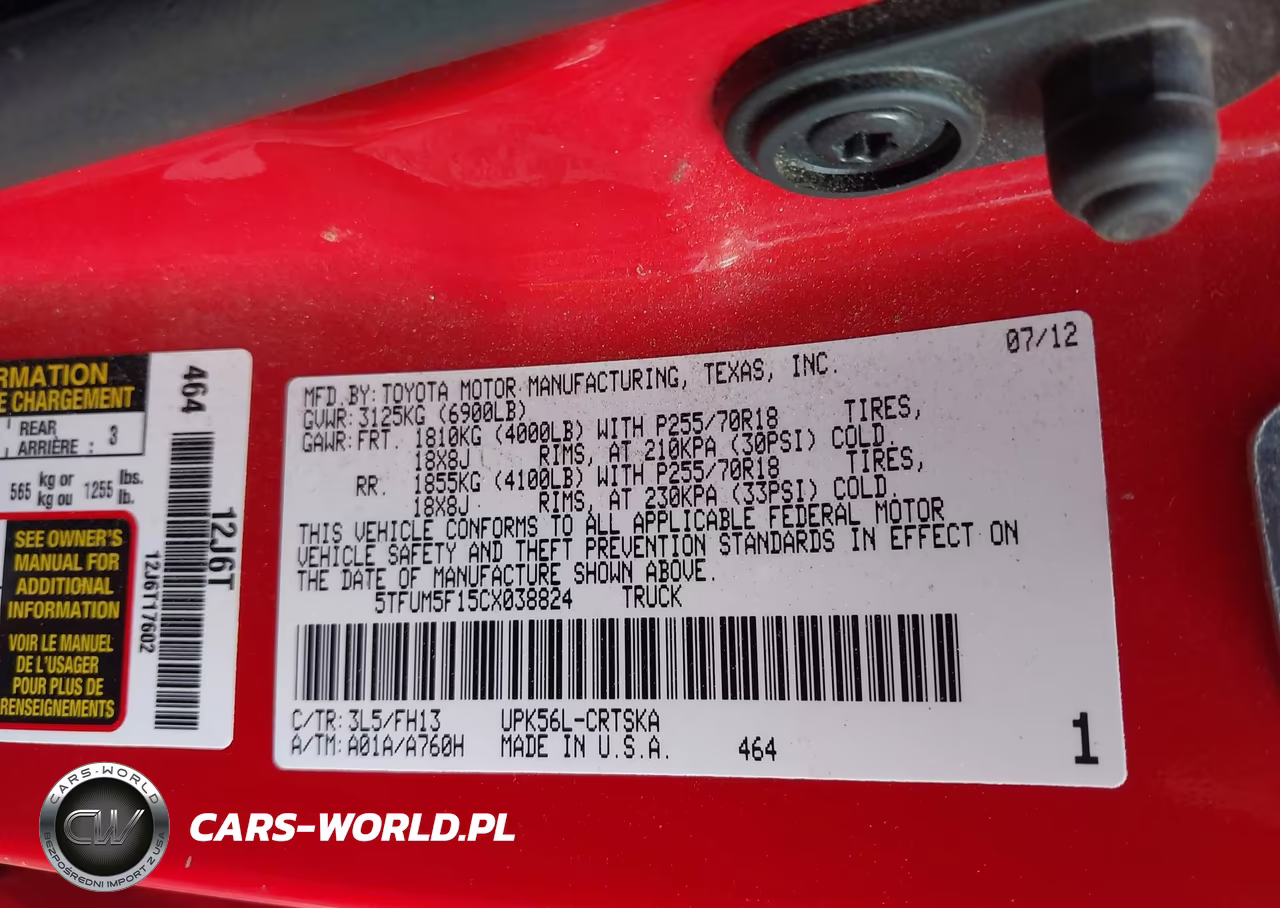 2012 Toyota Tundra Grade 4.6L V8 VIN:5TFUM5F15CX038824 - 9