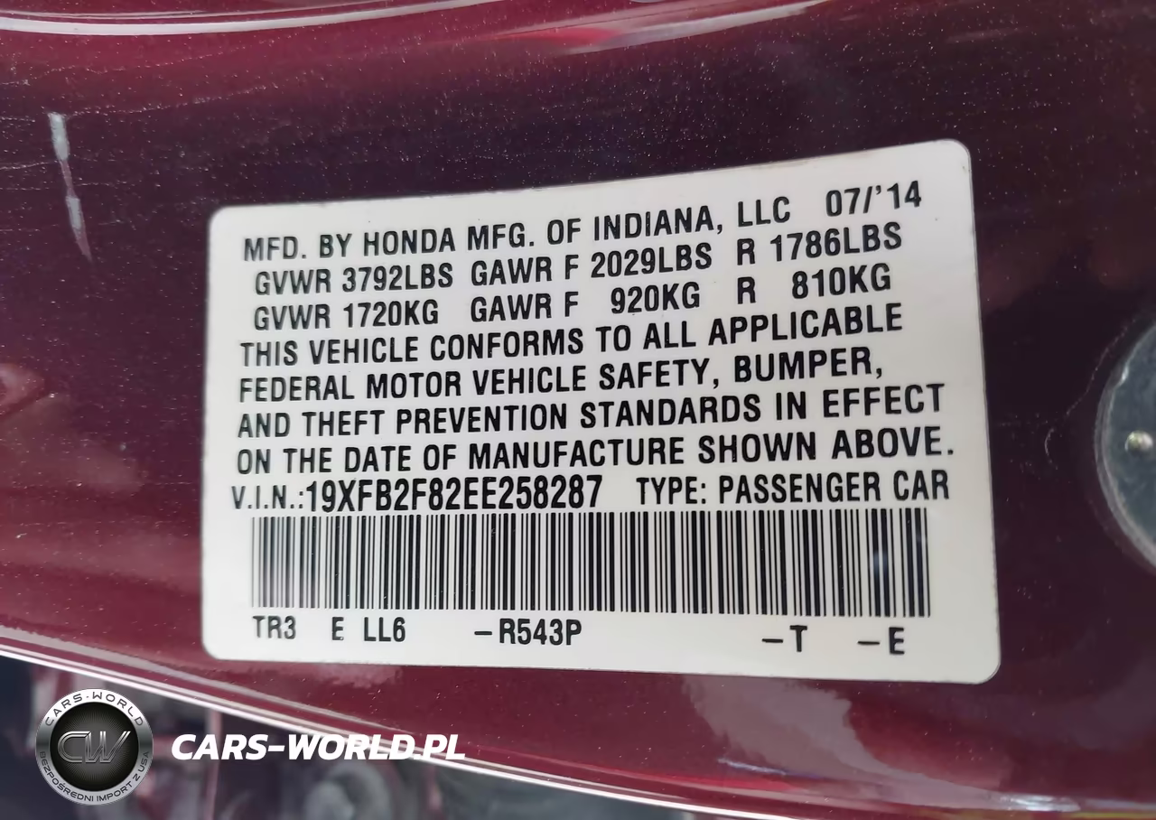 2014 Honda Civic Ex VIN:19XFB2F82EE258287 - 9