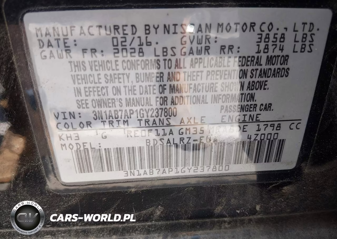 2016 Nissan Sentra Sr VIN:3N1AB7AP1GY237800 - 9