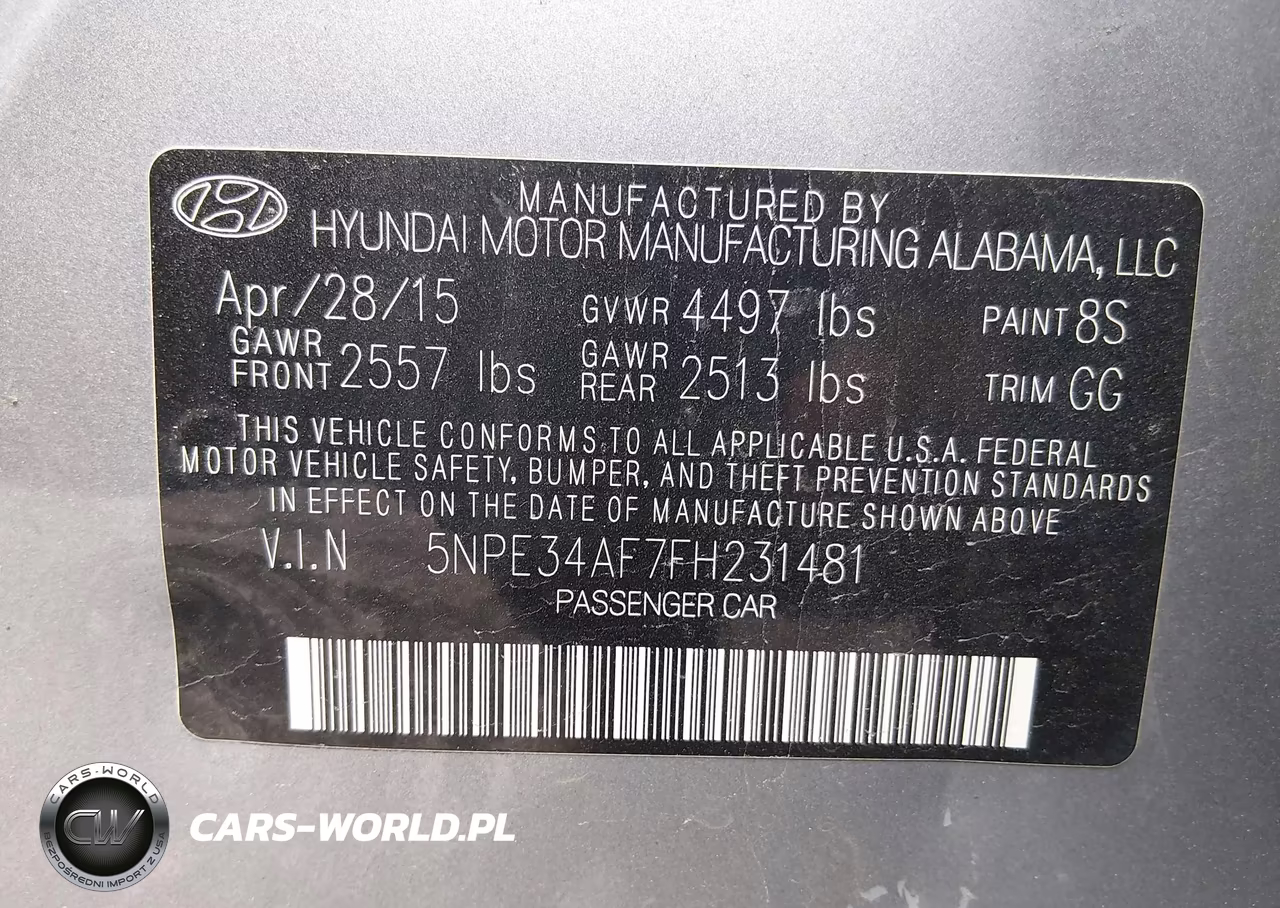 2015 Hyundai Sonata Limited VIN:5NPE34AF7FH231481 - 9
