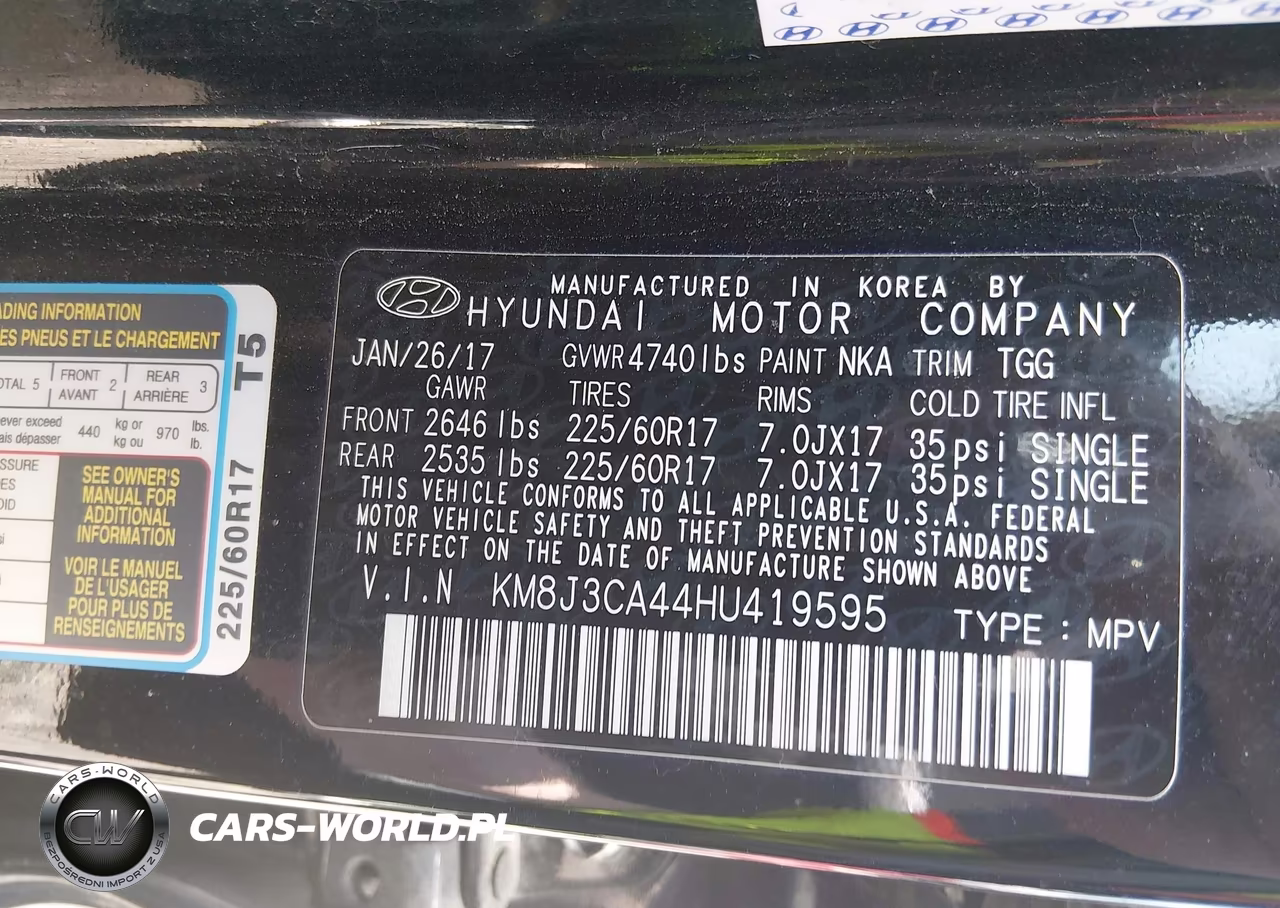 2017 Hyundai Tucson Se VIN:KM8J3CA44HU419595 - 9