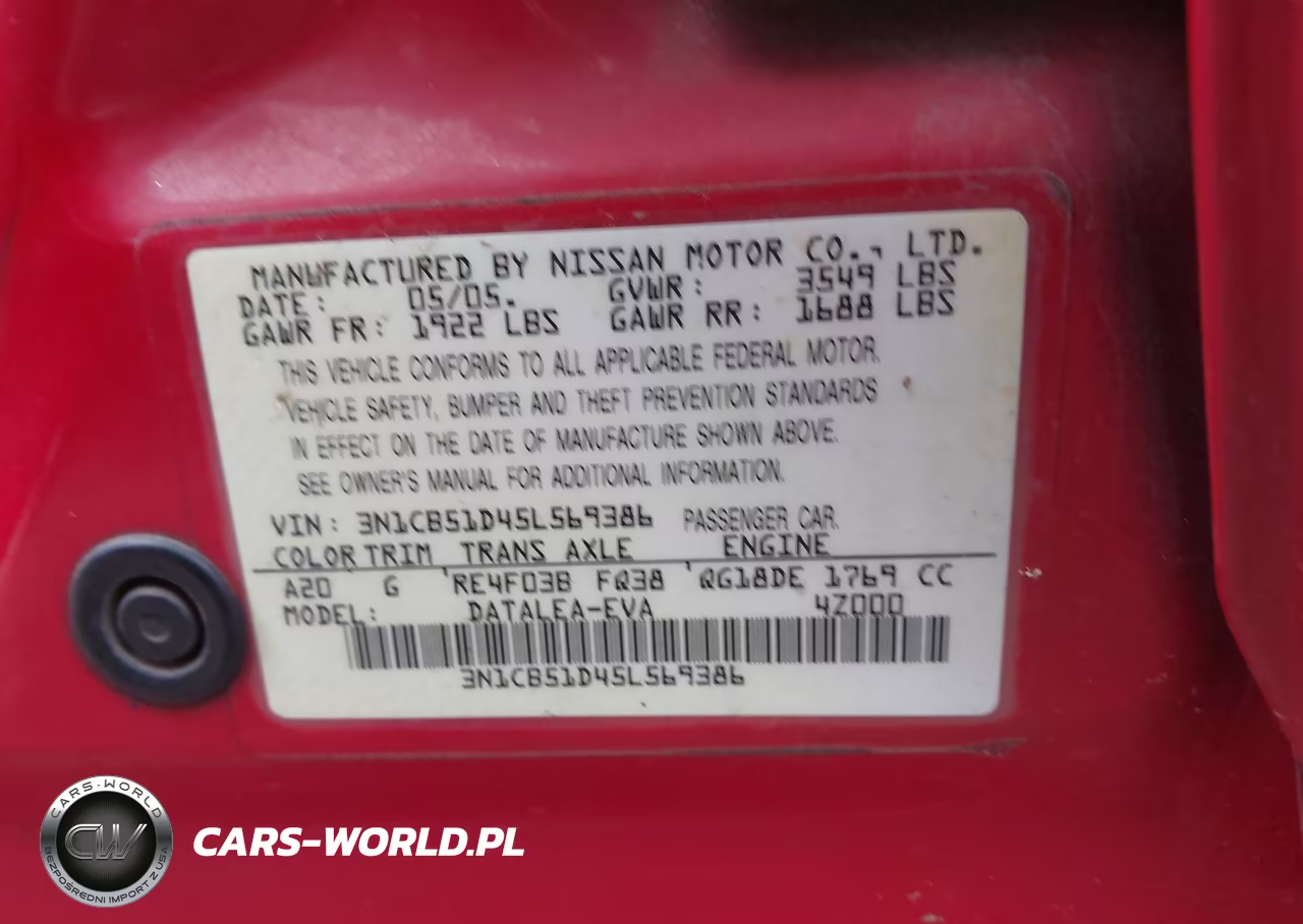 2005 Nissan Sentra 1.8S VIN:3N1CB51D45L569386 - 9