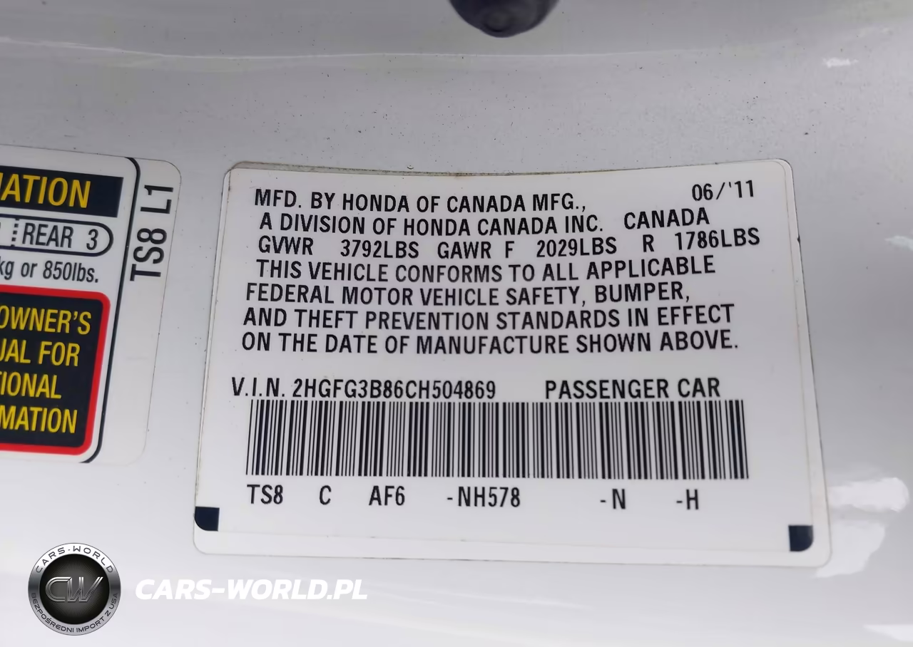 2012 Honda Civic Ex VIN:2HGFG3B86CH504869 - 9