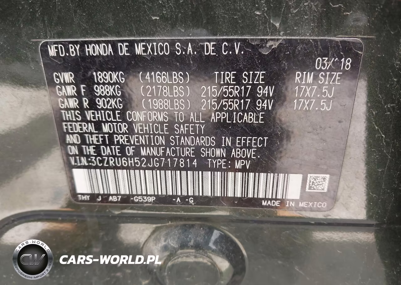 2018 Honda Hr-V Ex VIN:3CZRU6H52JG717814 - 9