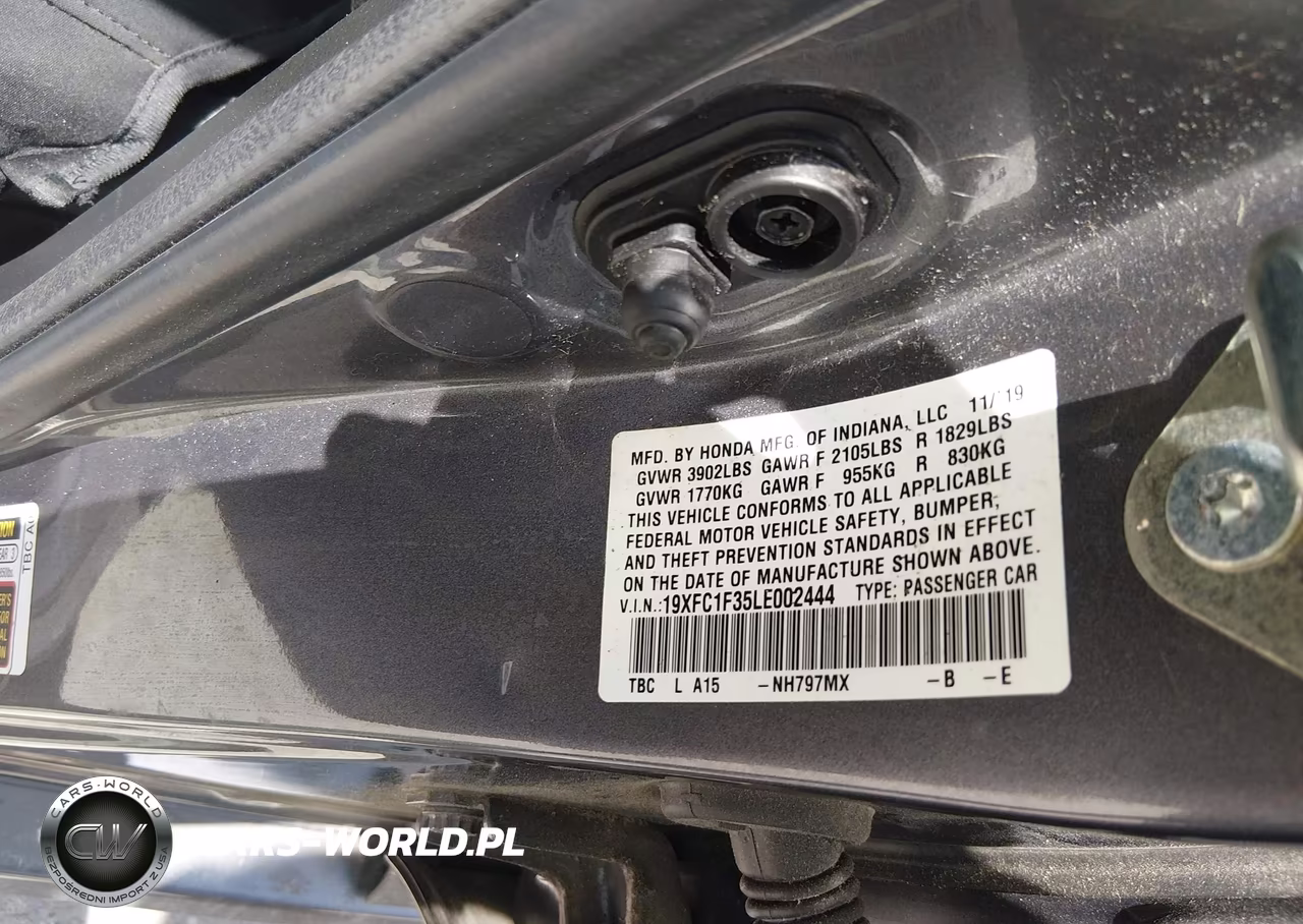 2020 Honda Civic Ex VIN:19XFC1F35LE002444 - 9