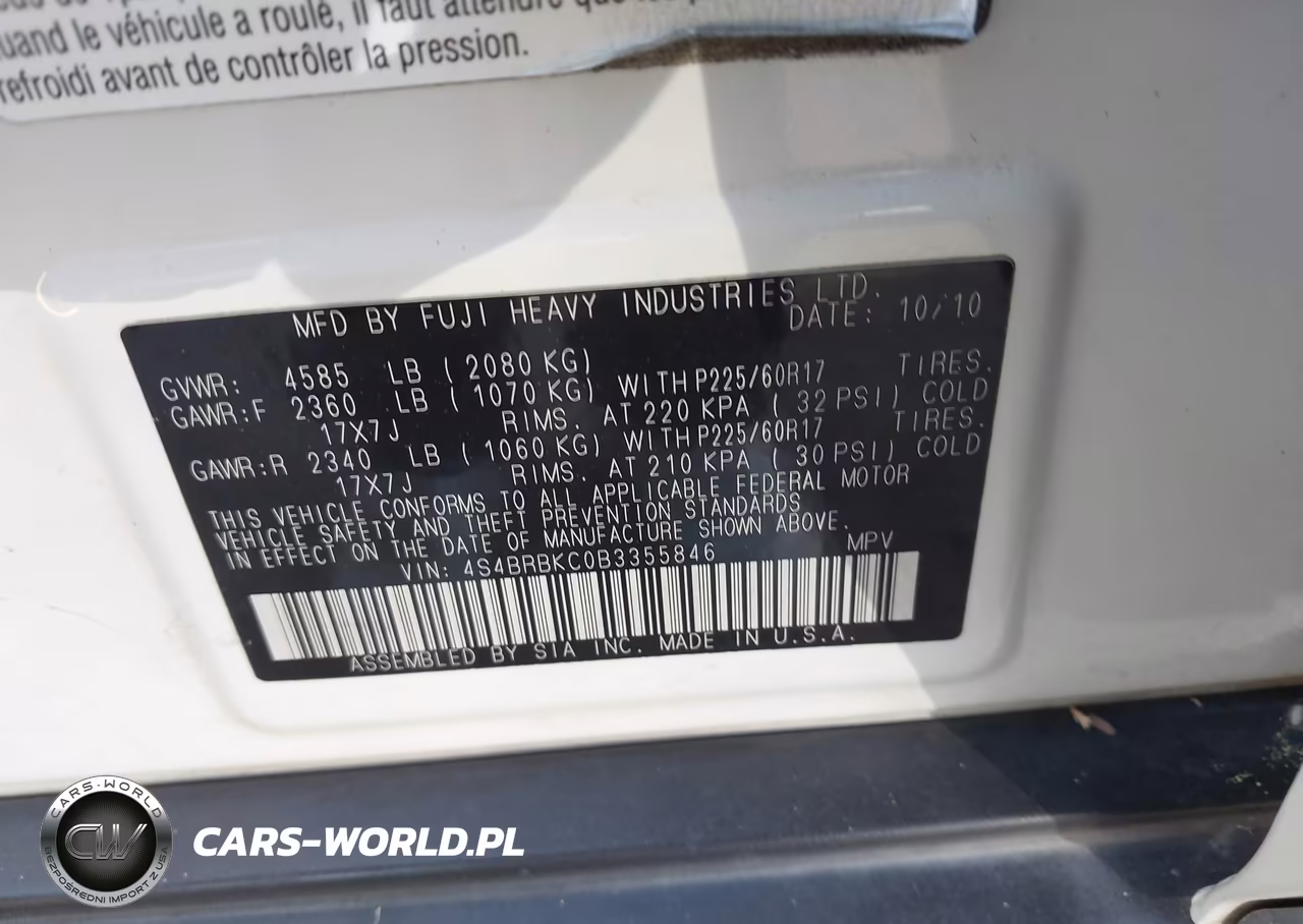 2011 Subaru Outback 2.5I Limited VIN:4S4BRBKC0B3355846 - 9
