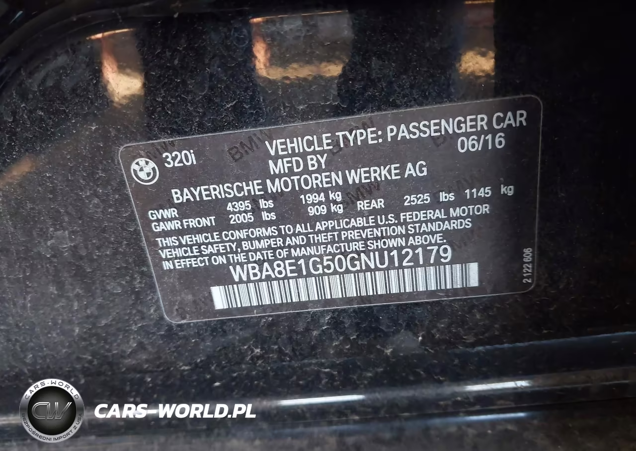 2016 BMW 320I VIN:WBA8E1G50GNU12179 - 9
