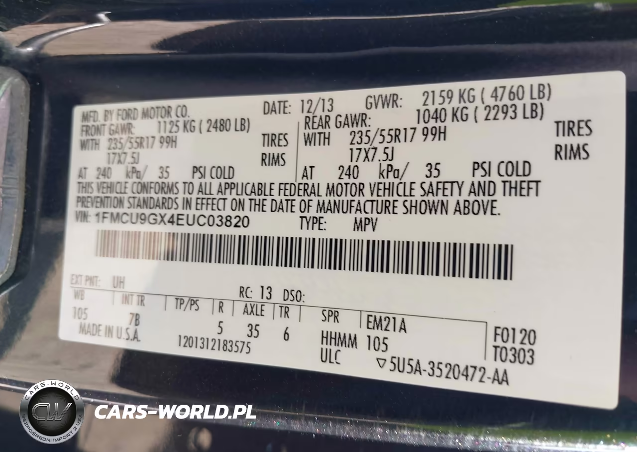 2014 Ford Escape Se VIN:1FMCU9GX4EUC03820 - 9