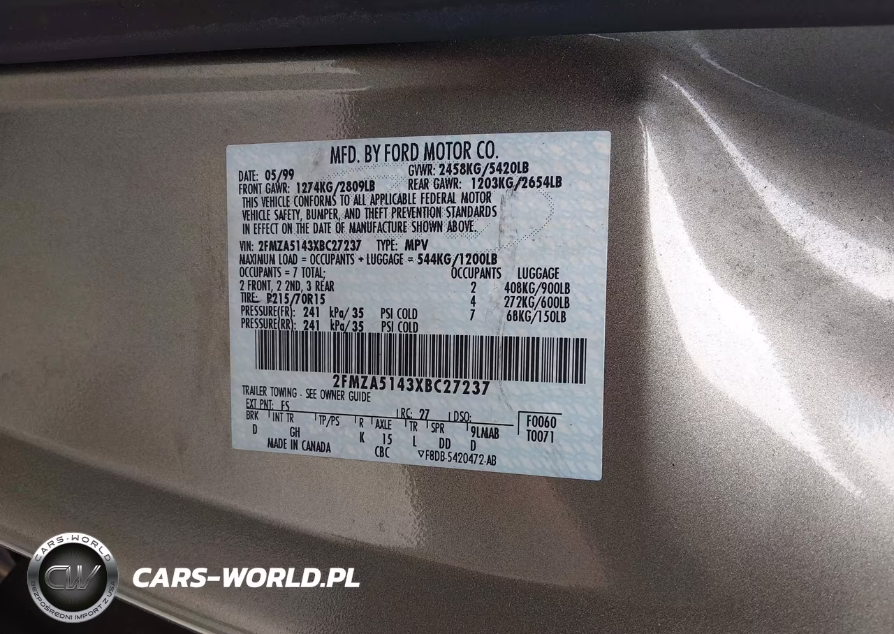 1999 Ford Windstar Lx VIN:2FMZA5143XBC27237 - 9