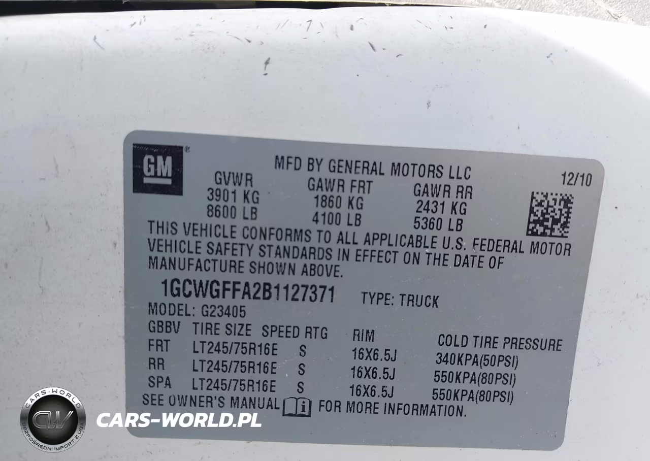 2011 Chevrolet Express 2500 Work Van VIN:1GCWGFFA2B1127371 - 9