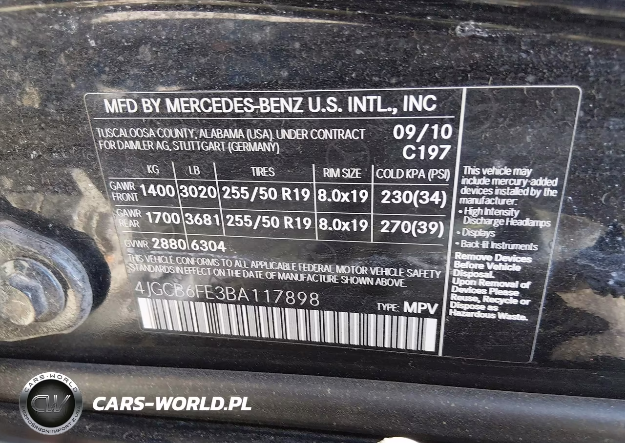 2011 Mercedes-Benz R 350 4Matic VIN:4JGCB6FE3BA117898 - 9