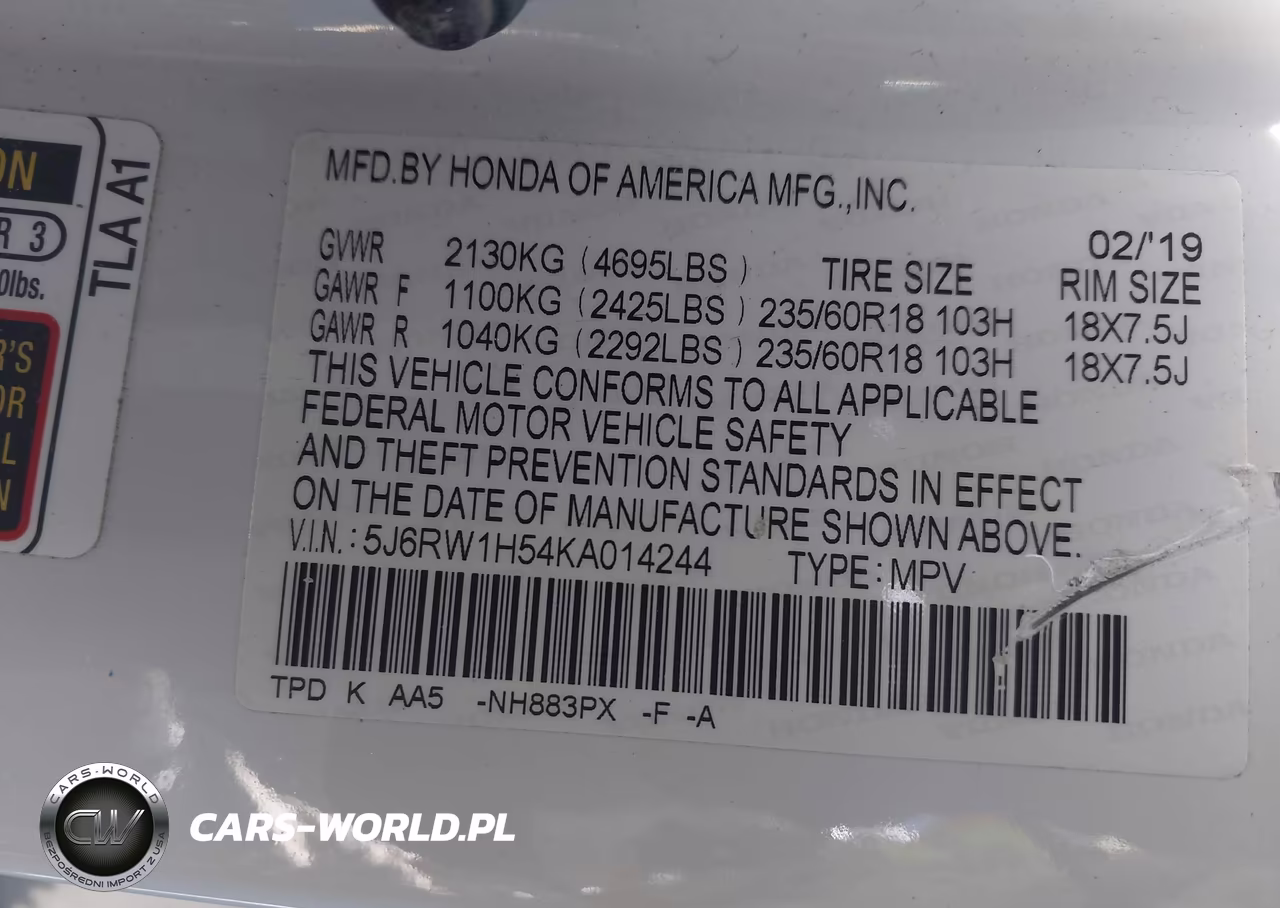 2019 Honda Cr-V Ex VIN:5J6RW1H54KA014244 - 9