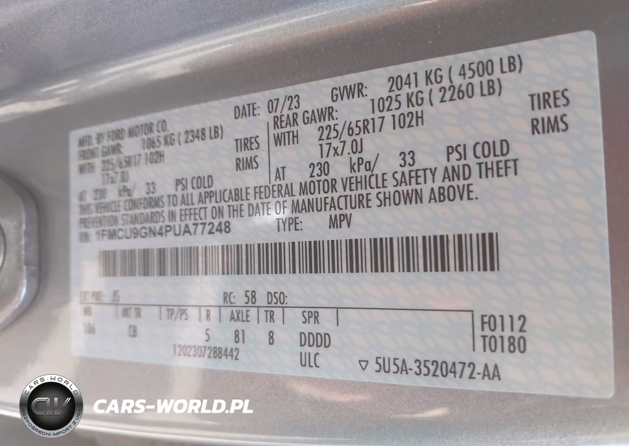 2023 Ford Escape Active VIN:1FMCU9GN4PUA77248 - 9