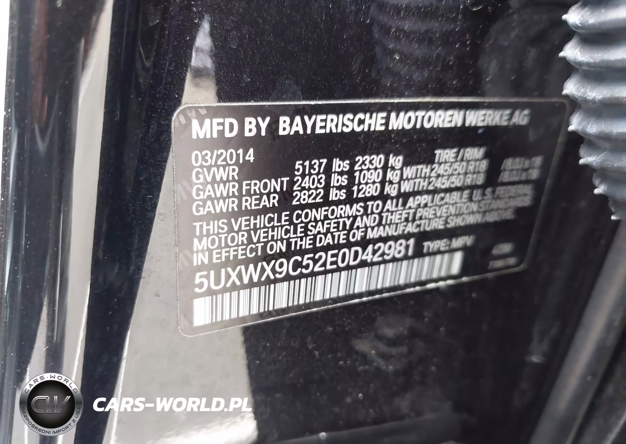 2014 BMW X3 xDrive28I VIN:5UXWX9C52E0D42981 - 9