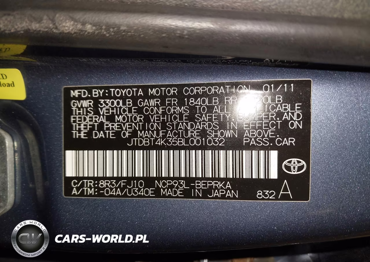 2011 Toyota Yaris VIN:JTDBT4K35BL001032 - 9