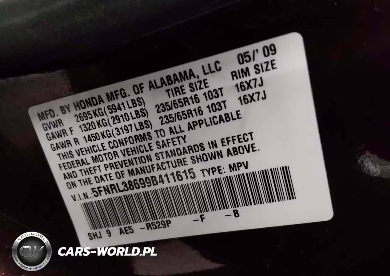 2009 Honda Odyssey Exl VIN:5FNRL38699B411615 - 9