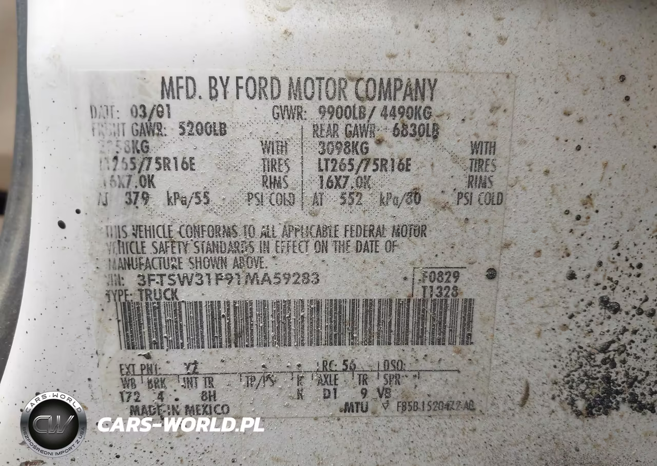 2001 Ford F-350 Lariat-Xl-Xlt VIN:3FTSW31F91MA59283 - 9