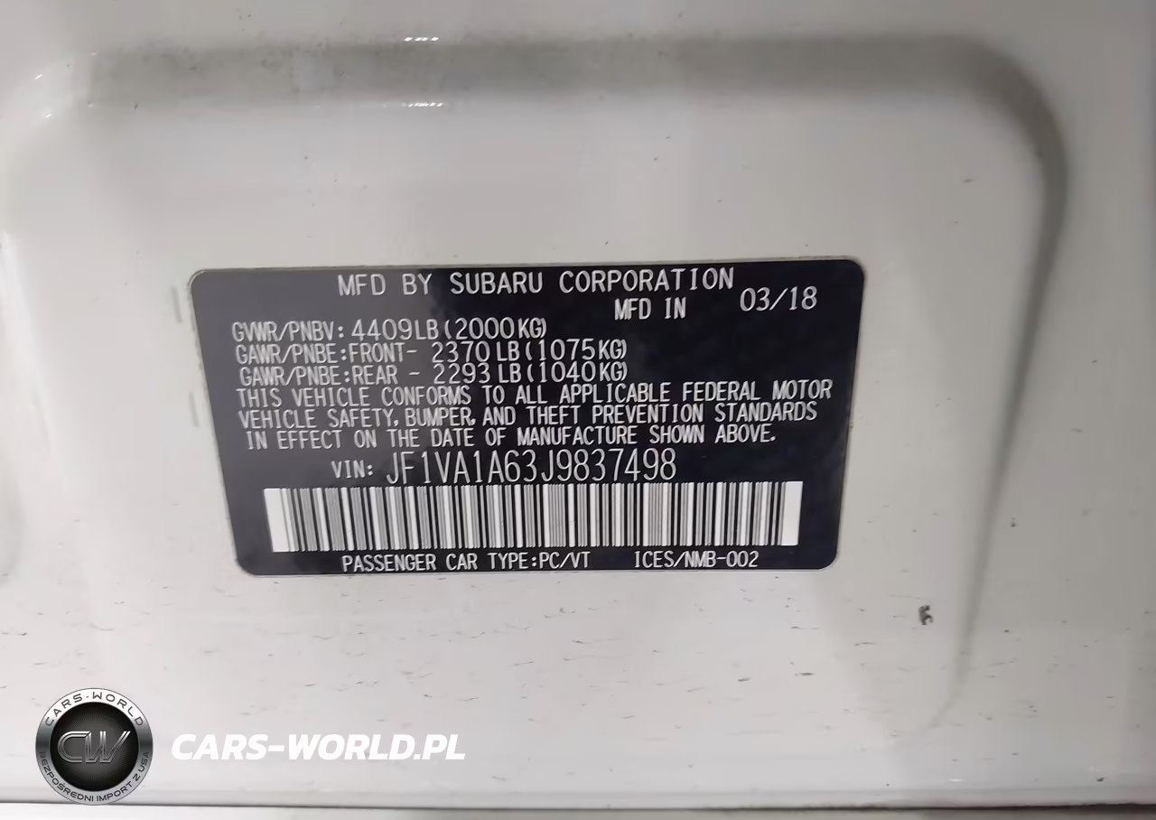 2018 Subaru Wrx VIN:JF1VA1A63J9837498 - 9