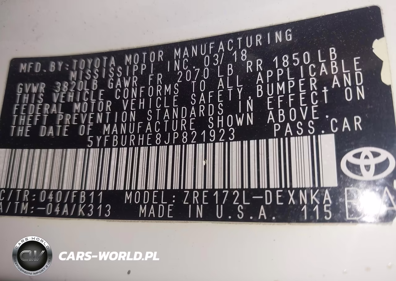 2018 Toyota Corolla L-Le-Xle-Se-Xse VIN:5YFBURHE8JP821923 - 9