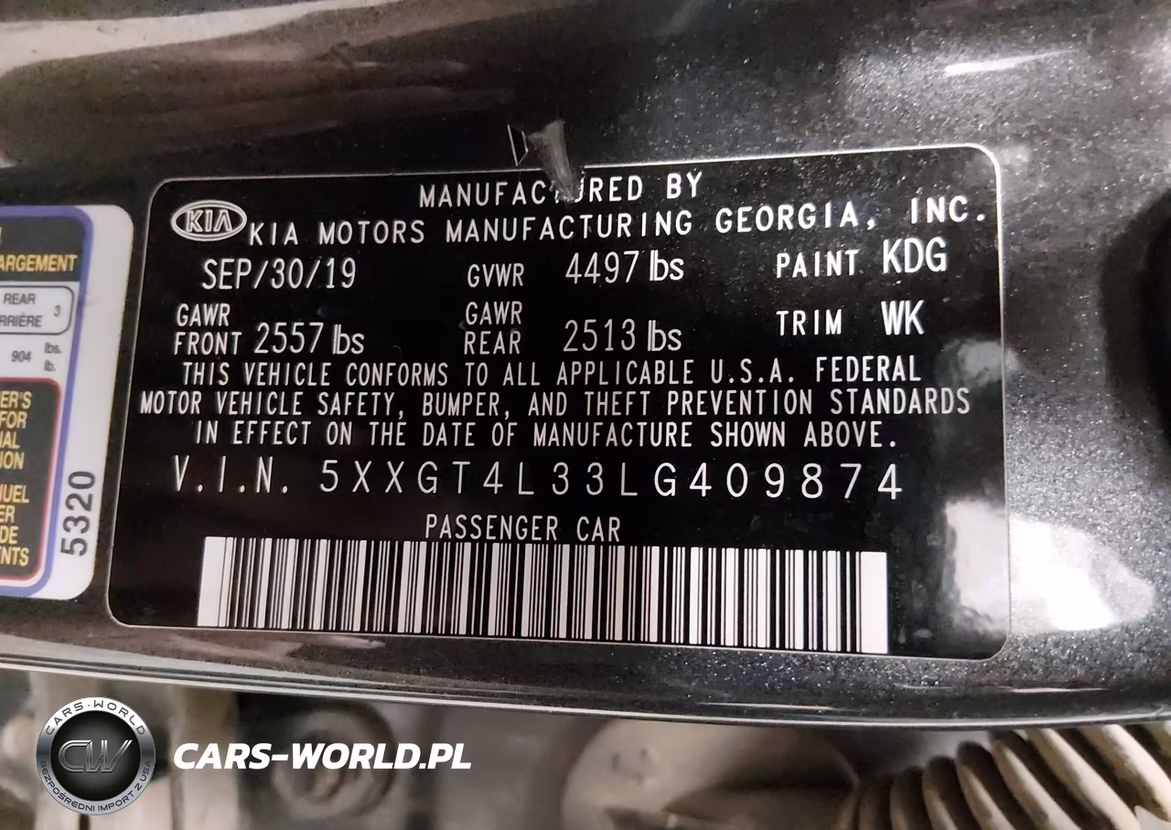 2020 Kia Optima S VIN:5XXGT4L33LG409874 - 9