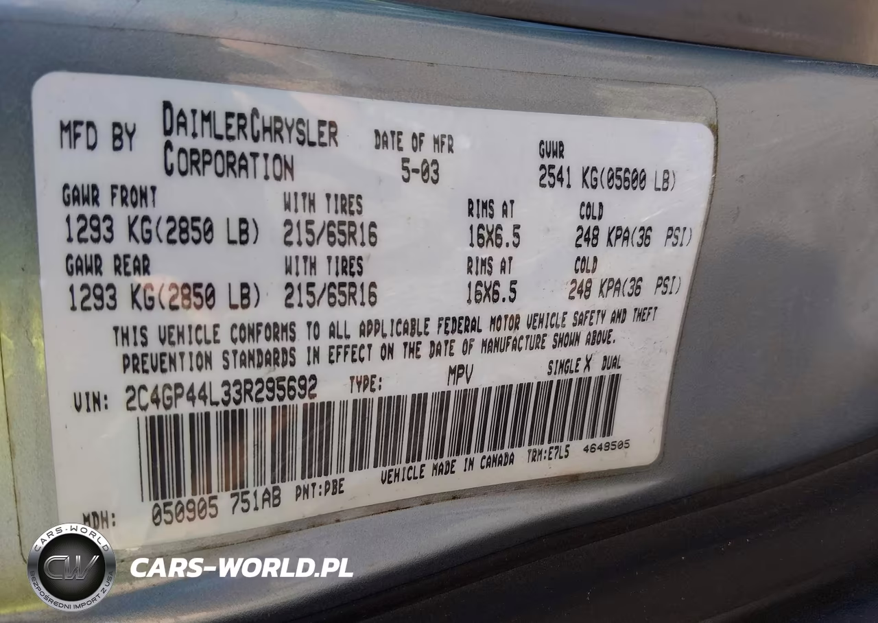 2003 Chrysler Town & Country Lx VIN:2C4GP44L33R295692 - 9