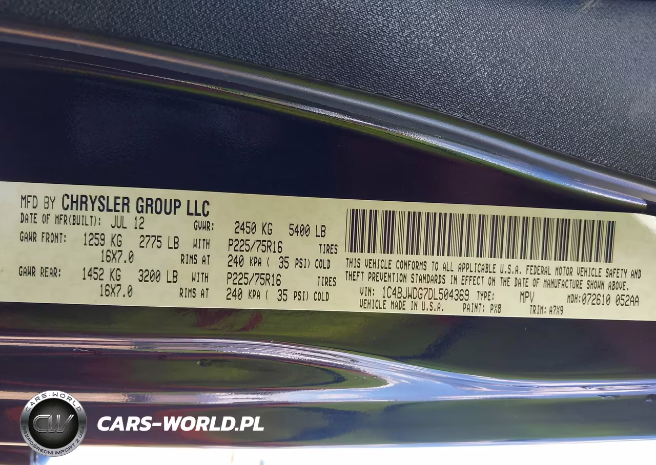 2013 Jeep Wrangler Unlimited Sport VIN:1C4BJWDG7DL504369 - 9