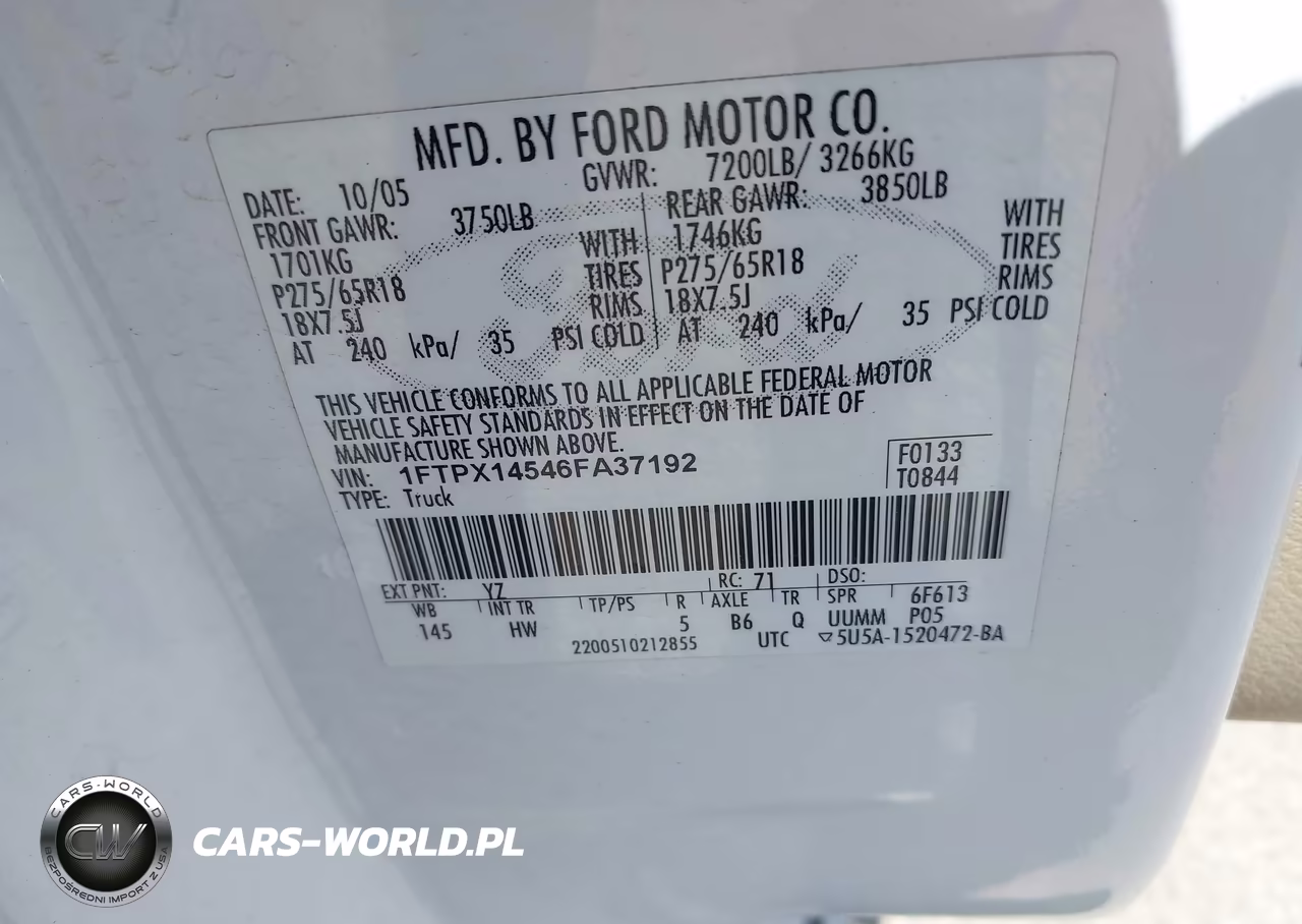 2006 Ford F-150 Fx4-Lariat-Xl-Xlt VIN:1FTPX14546FA37192 - 9