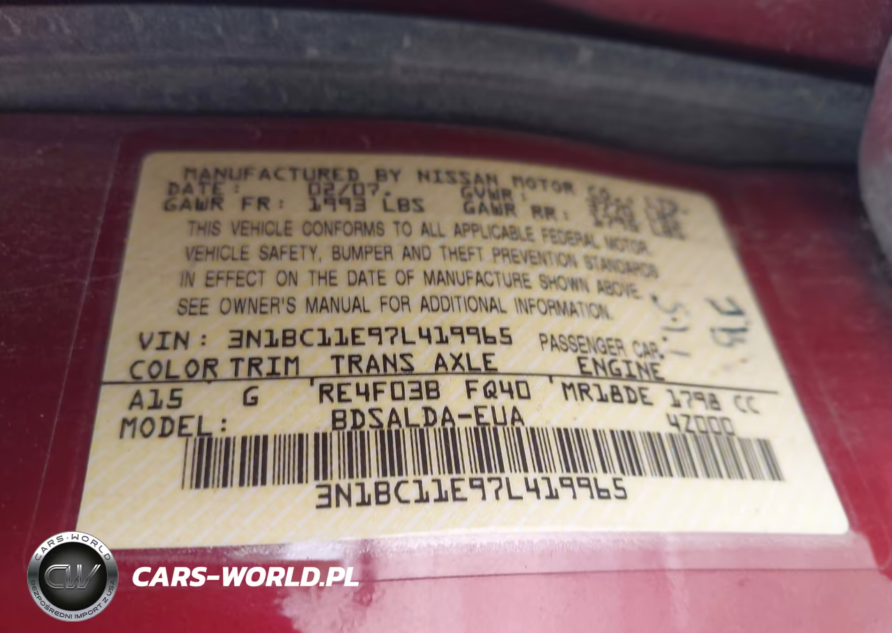 2007 Nissan Versa 1.8S VIN:3N1BC11E97L419965 - 9