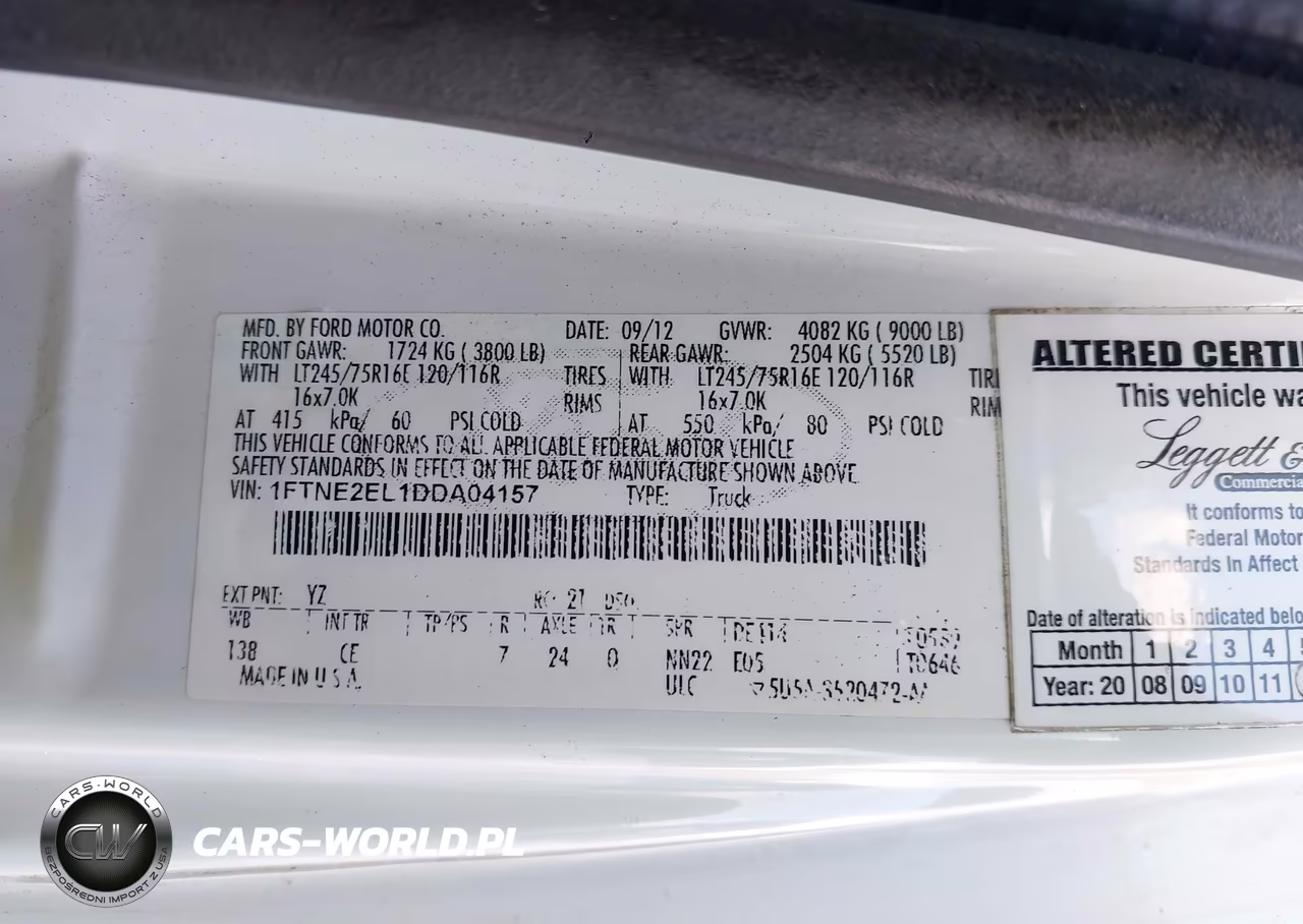 2013 Ford E-250 Commercial VIN:1FTNE2EL1DDA04157 - 9