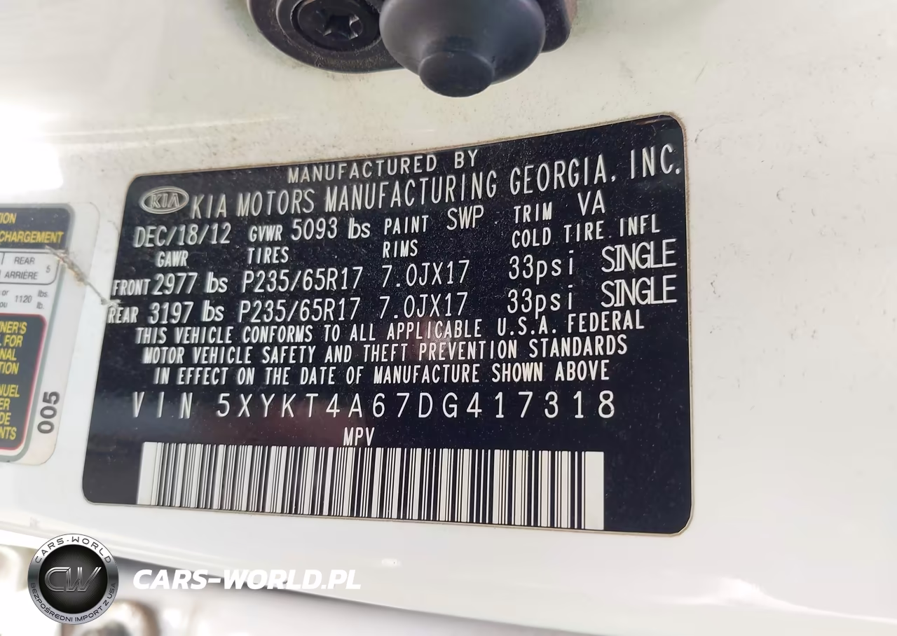 2013 Kia Sorento Lx VIN:5XYKT4A67DG417318 - 9