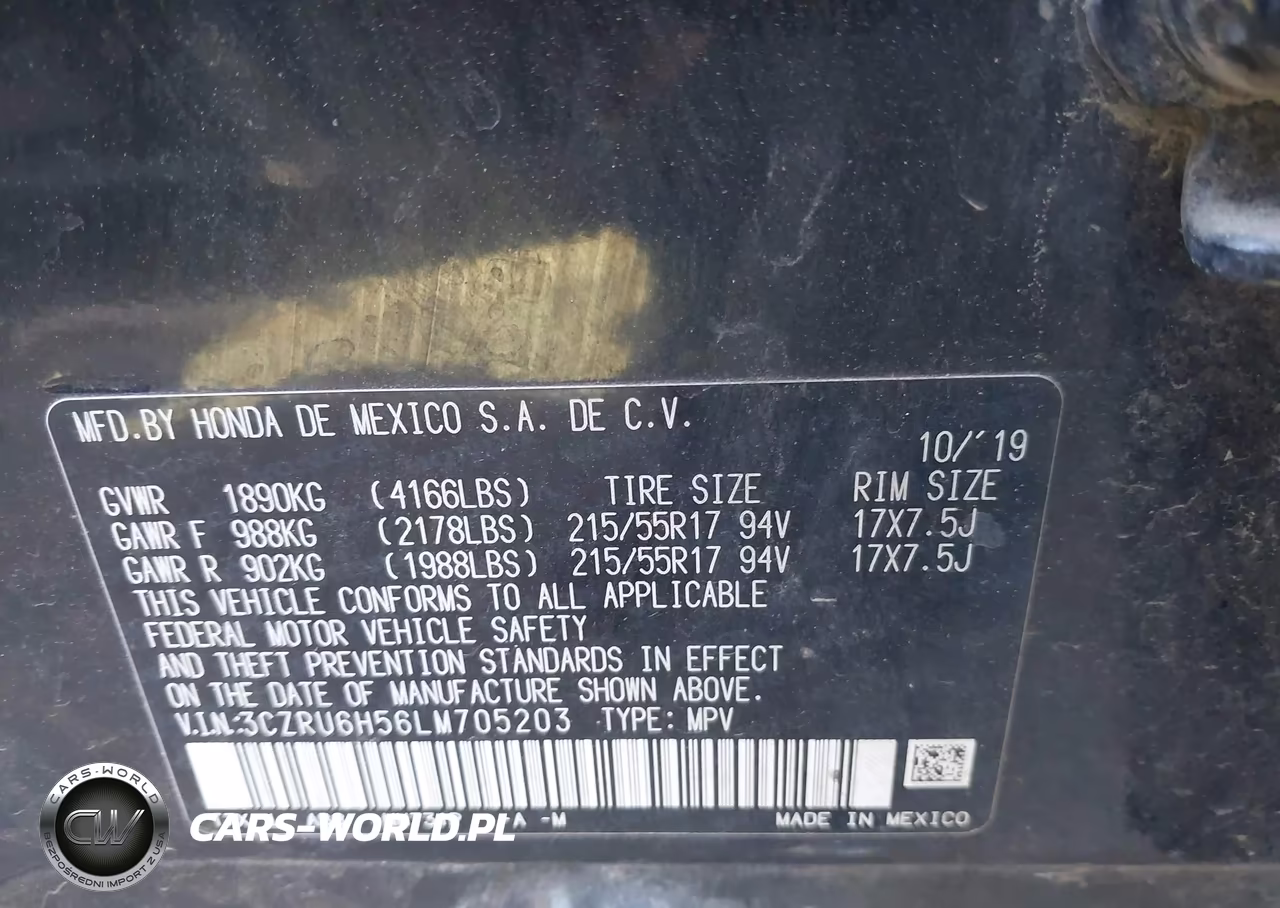 2020 Honda Hr-V Awd Ex VIN:3CZRU6H56LM705203 - 9