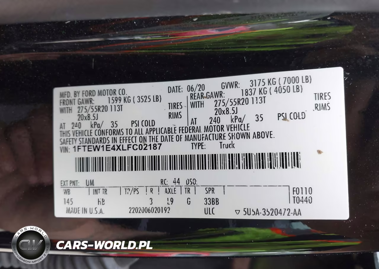 2020 Ford F-150 Lariat VIN:1FTEW1E4XLFC02187 - 9