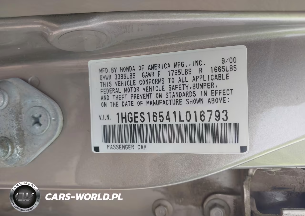 2001 Honda Civic Lx VIN:1HGES16541L016793 - 9