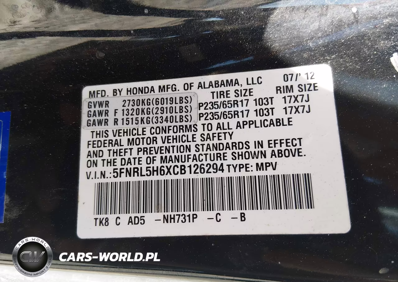 2012 Honda Odyssey Ex-L VIN:5FNRL5H6XCB126294 - 9