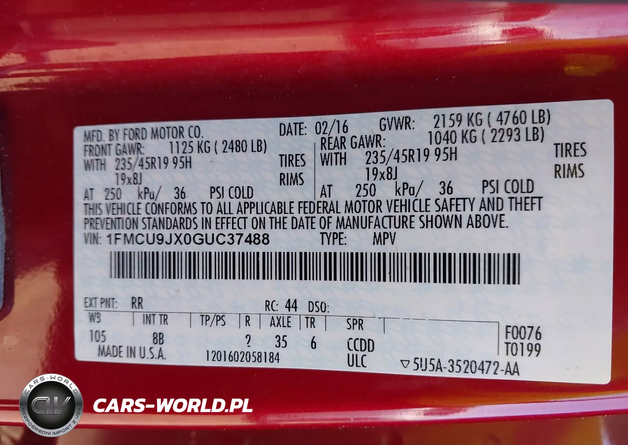 2016 Ford Escape Titanium VIN:1FMCU9JX0GUC37488 - 9