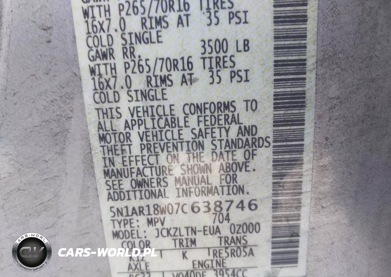2007 Nissan Pathfinder Se VIN:5N1AR18W07C638746 - 9