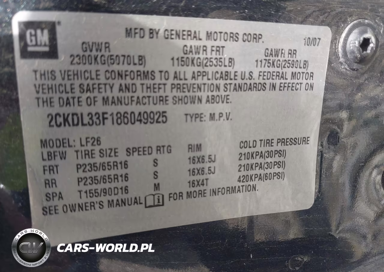 2008 Pontiac Torrent VIN:2CKDL33F186049925 - 9