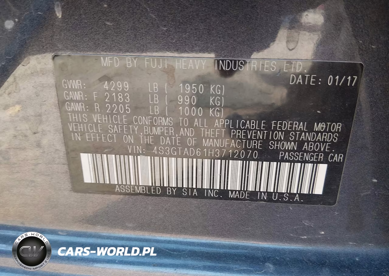2017 Subaru Impreza 2.0I Premium VIN:4S3GTAD61H3712070 - 9