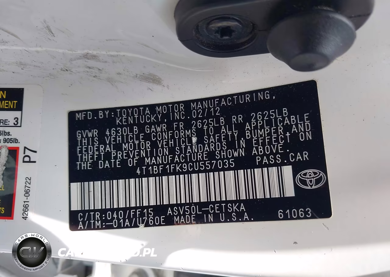 2012 Toyota Camry Se VIN:4T1BF1FK9CU557035 - 9