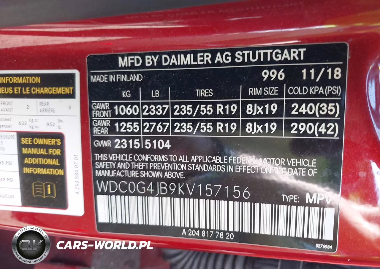 2019 Mercedes-Benz Glc 300 VIN:WDC0G4JB9KV157156 - 9