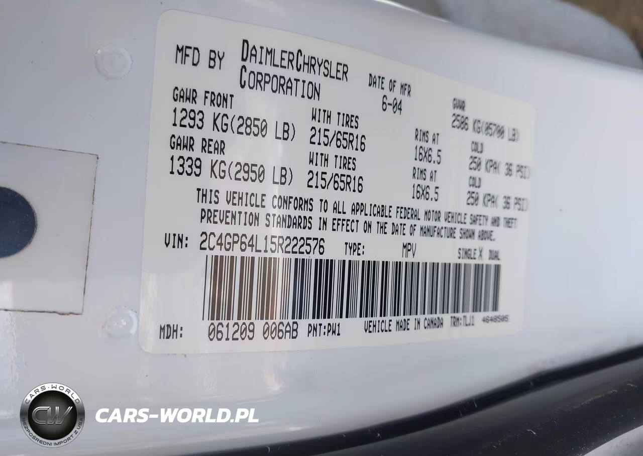 2005 Chrysler Town & Country Limited VIN:2C4GP64L15R222576 - 9