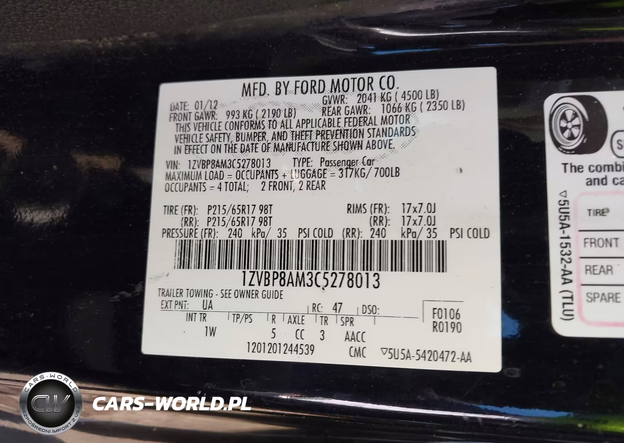 2012 Ford Mustang V6 VIN:1ZVBP8AM3C5278013 - 9