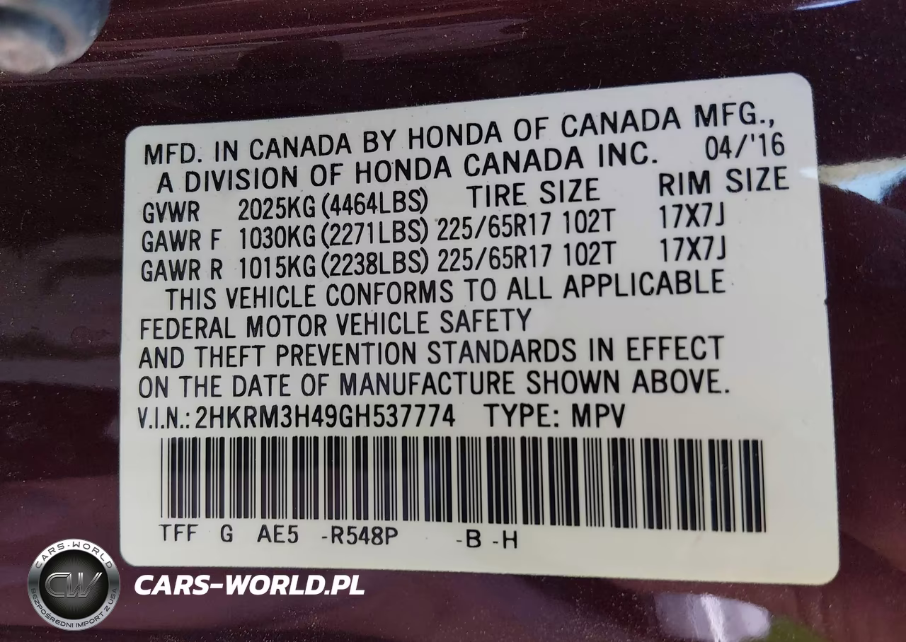 2016 Honda Cr-V Se VIN:2HKRM3H49GH537774 - 9