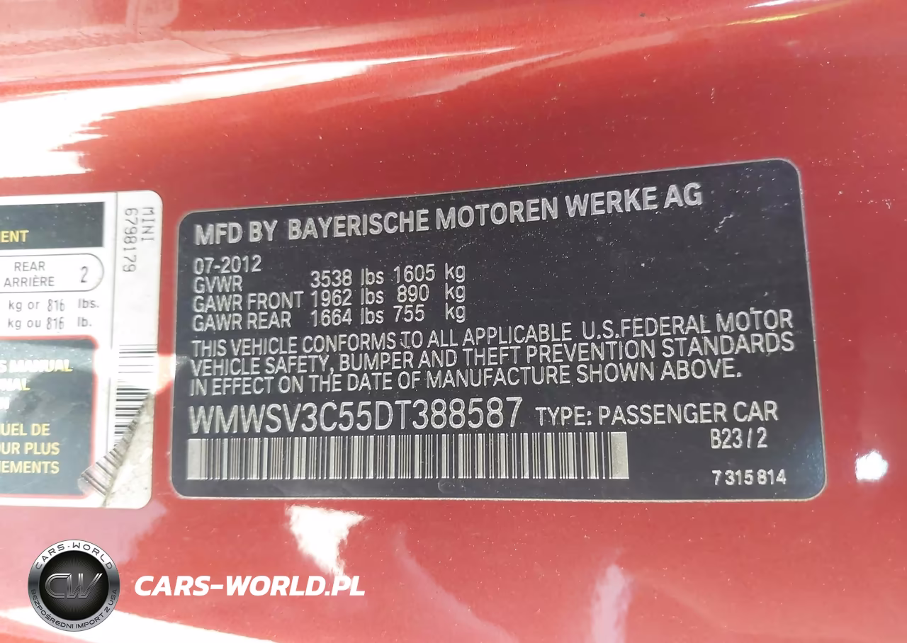 2013 Mini Hardtop Cooper S VIN:WMWSV3C55DT388587 - 9