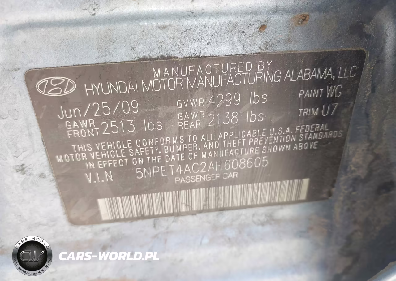 2010 Hyundai Sonata Gls VIN:5NPET4AC2AH608605 - 9