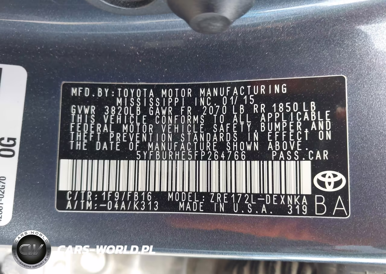 2015 Toyota Corolla Le Plus VIN:5YFBURHE5FP264766 - 9