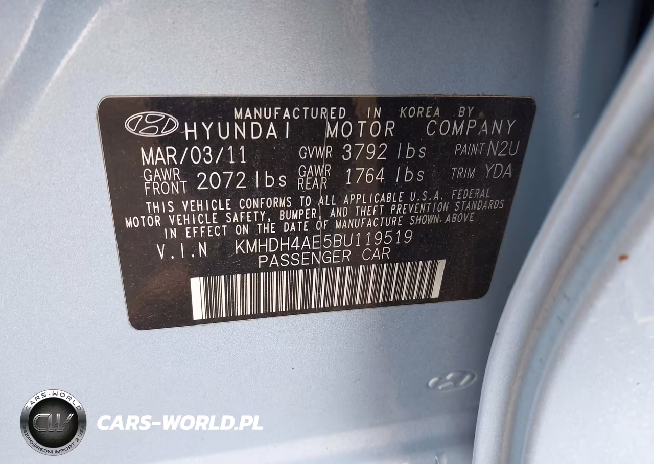 2011 Hyundai Elantra Limited (Ulsan Plant) VIN:KMHDH4AE5BU119519 - 9